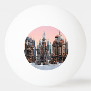 Pastel Futuristic City Fantasy Skyline Art Ping Pong Ball