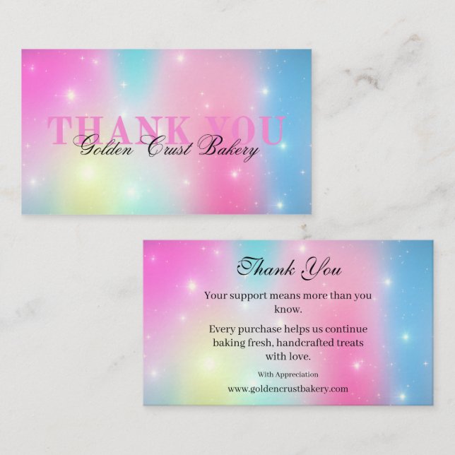 Pastel Galaxy Bakery Thank You Card (Front/Back)