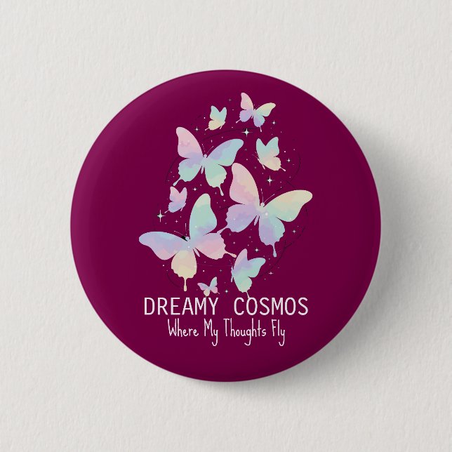 Pastel Galaxy Butterflies Dreamy Aesthetic 6 Cm Round Badge (Front)