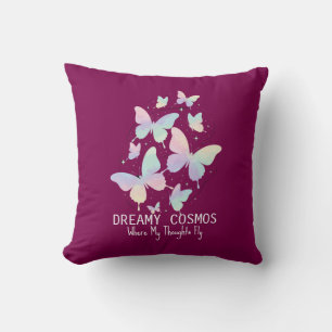 Pastel Galaxy Butterflies Dreamy Aesthetic Cushion