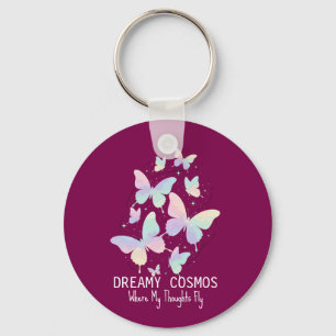 Pastel Galaxy Butterflies Dreamy Aesthetic Key Ring