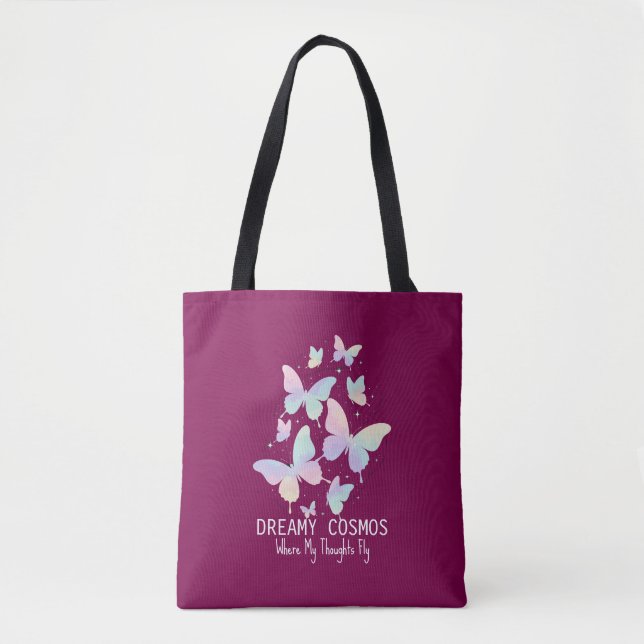 Pastel Galaxy Butterflies Dreamy Aesthetic Tote Bag (Front)