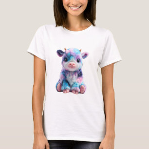 Pastel Galaxy Cotton Candy Plush Cow Women T-Shirt