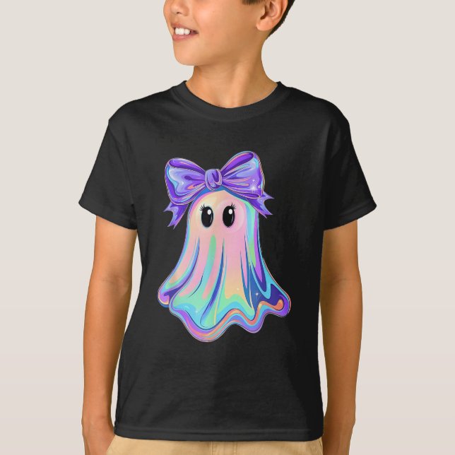 Pastel Galaxy Ghost Halloween Girl Kids Ghost Coqu T-Shirt (Front)