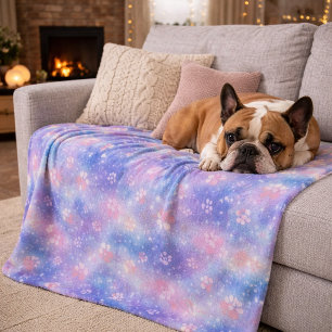 Pastel Galaxy Paw Prints – Cute Cosmic Pet Lover  Sherpa Blanket