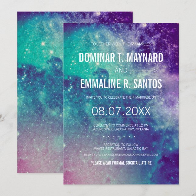 Pastel Galaxy Wedding Invites (Front/Back)
