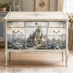 Pastel Garden Castle Decoupage Tissue Paper