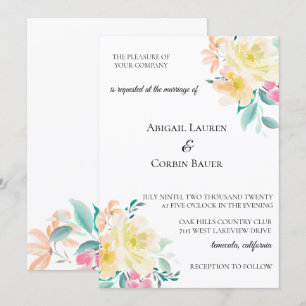 Pastel Garden Floral Wedding Invitation