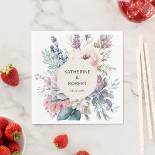 Pastel Garden Floral Wedding Paper Napkin