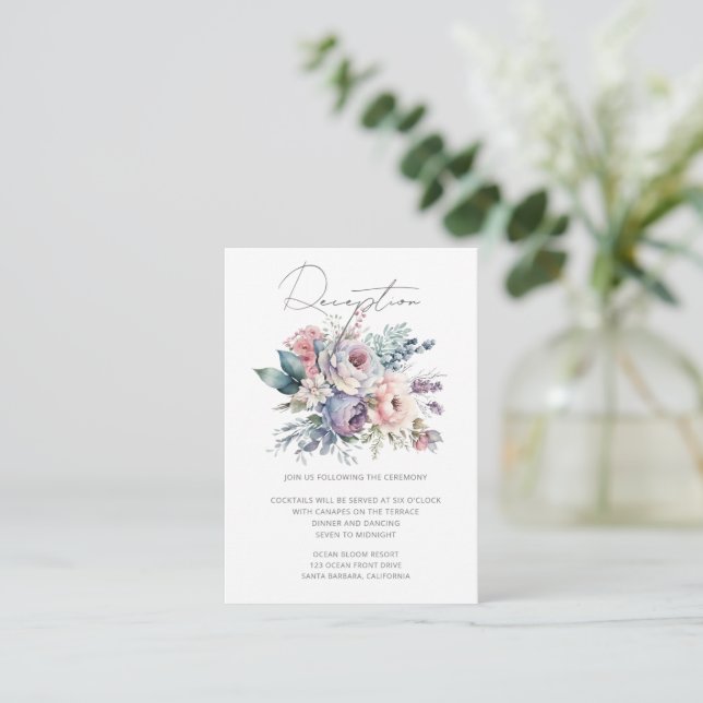 Pastel Garden Floral Wedding Reception Enclosure Card (Standing Front)