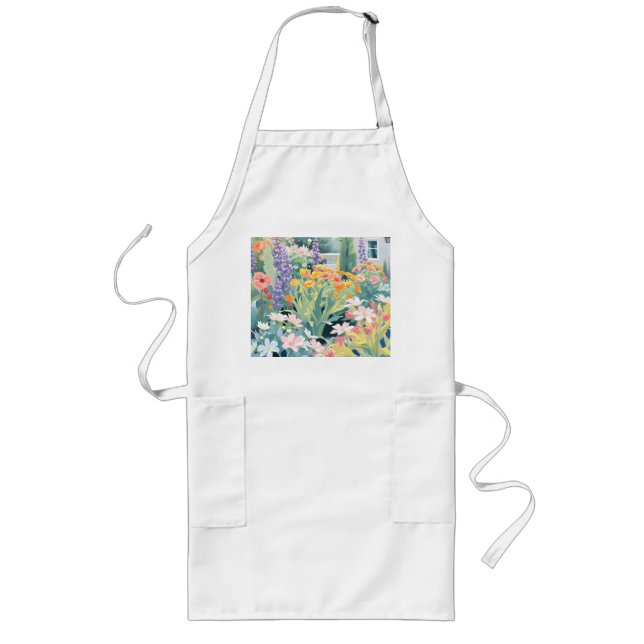 Pastel Garden Impression Long Apron (Front)