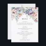 Pastel Garden Luxe Floral Wedding Menu Card<br><div class="desc">Our ''Pastel Garden Wedding'' collection features gentle watercolor florals in pastel colours such as pink and blue with the information written in a refined sans serif font. The foil on the invitations comes in gold,  silver and rose gold.</div>