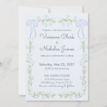Pastel Garden Ribbon Floral Wedding Invitation