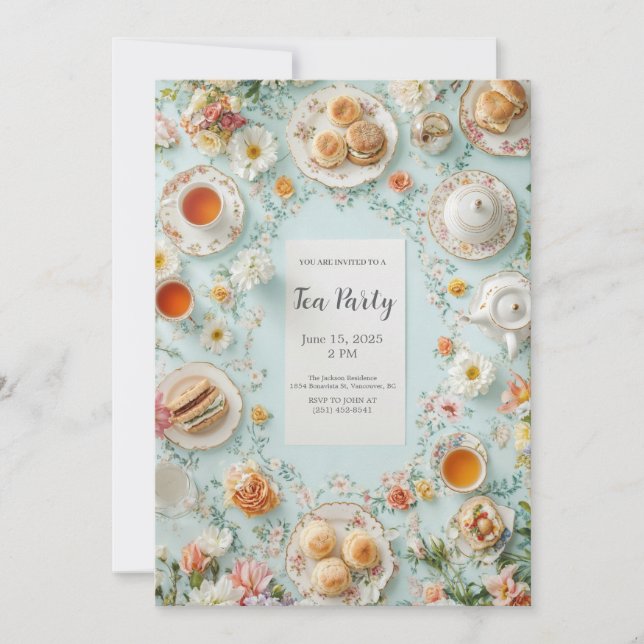 Pastel Garden Tea Party Invitation (Front)