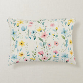 pastel garden watercolor florals decorative cushion