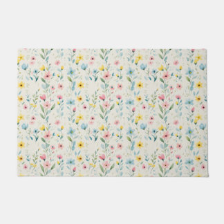 pastel garden watercolor florals doormat
