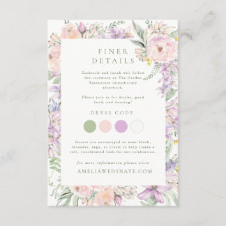 Pastel Garden Wedding Details Enclosure Card