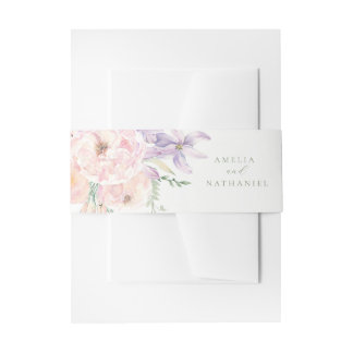 Pastel Garden Wedding Invitation Belly Band