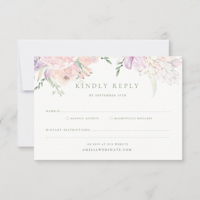 Pastel Garden Wedding RSVP Card (Front)