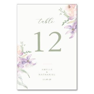 Pastel Garden Wedding Table Number