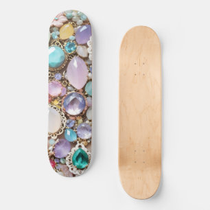 Pastel Gems And Jewels In Pinks & Purples Skateboard