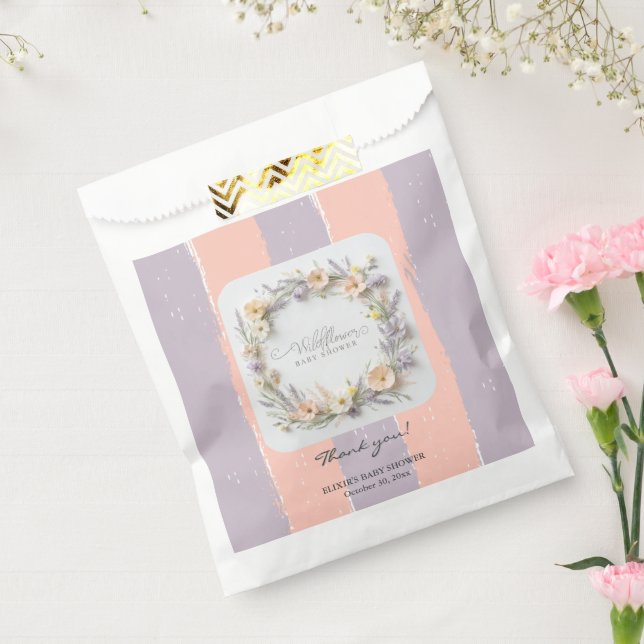 Pastel Gender Neutral Wildflower Baby Shower Favour Bags (Sealed)