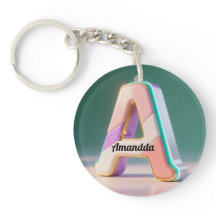 Pastel Geometric 3D Monogram Letter A