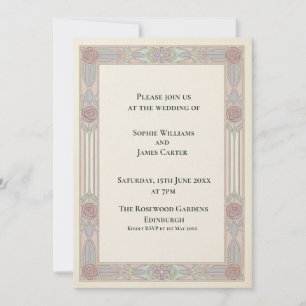 Pastel Geometric Art Deco Wedding Invitation