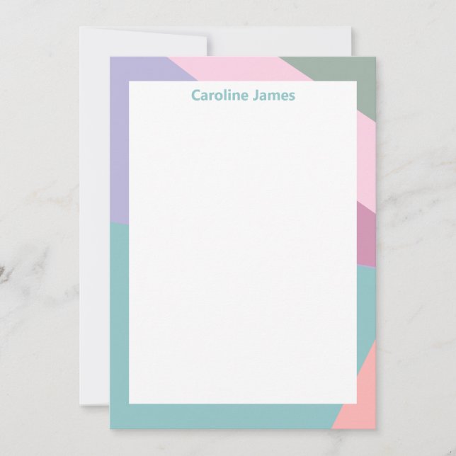 Pastel Geometric Border Custom Monogram Name Card (Front)