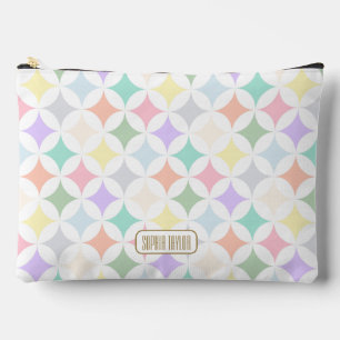 Pastel Geometric Circles and Diamond Pattern Accessory Pouch