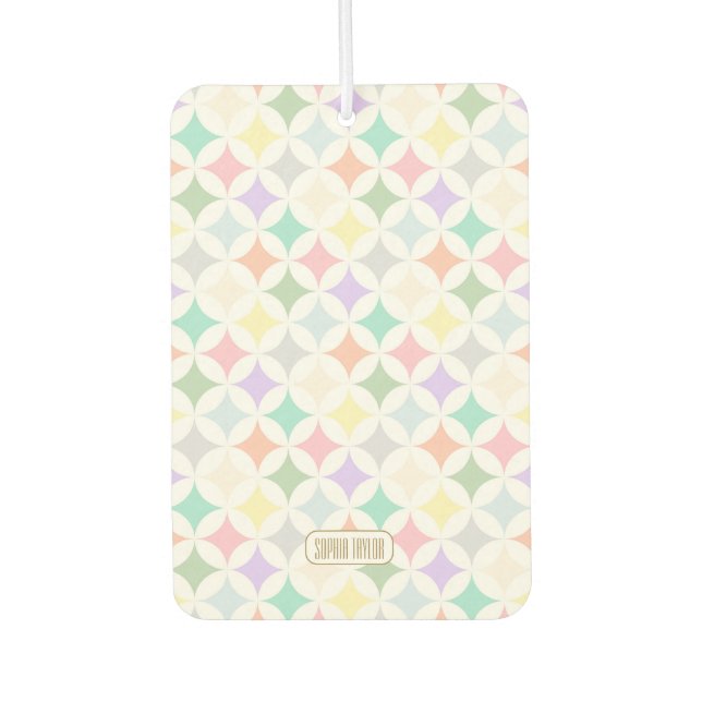 Pastel Geometric Circles and Diamond Pattern Car Air Freshener (Front)