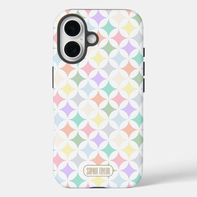 Pastel Geometric Circles and Diamond Pattern Case-Mate iPhone Case (Back)