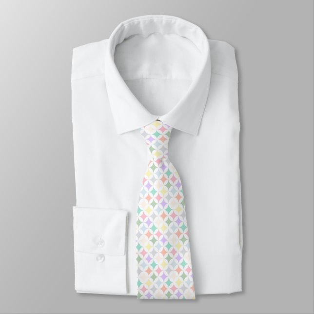 Pastel Geometric Circles and Diamond Pattern Tie (Tied)