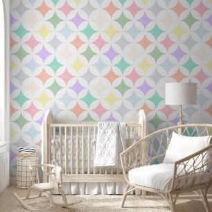 Pastel Geometric Circles and Diamond Pattern Wallpaper