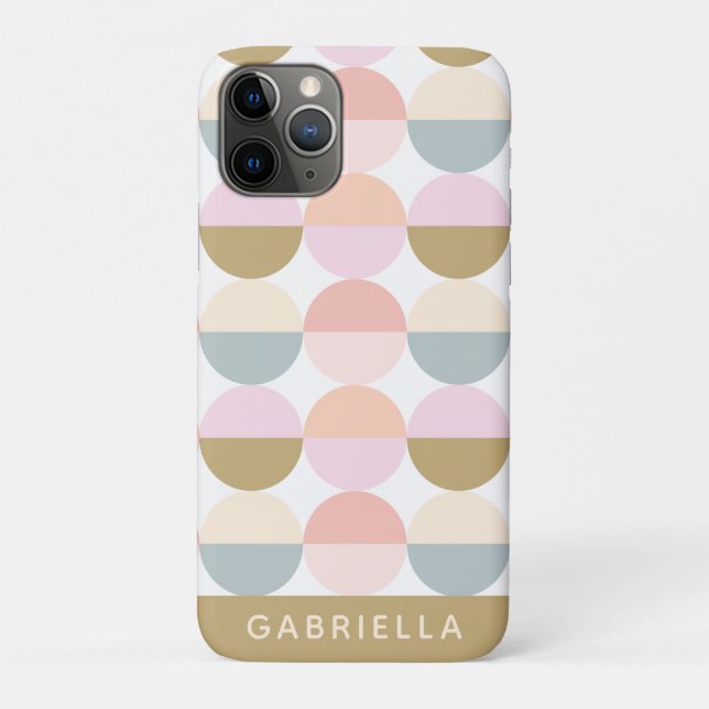 Pastel Geometric Circles Pattern Personalised Case-Mate iPhone Case (Back)