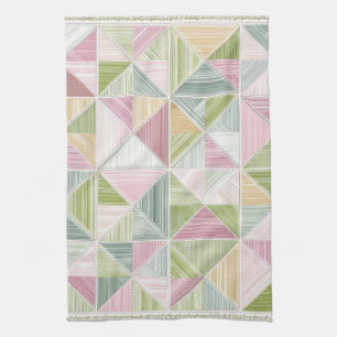 Pastel Geometric Cottagecore Quilt Pattern Tea Towel