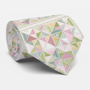 Pastel Geometric Cottagecore Quilt Pattern Tie