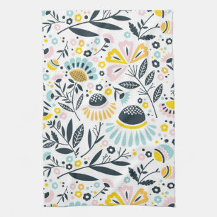 Pastel Geometric Floral Kitchen Towel