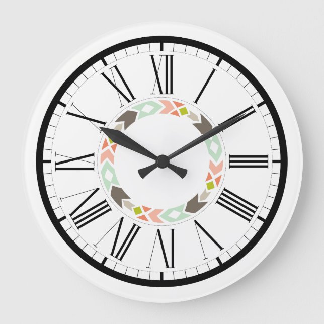 Pastel  Geometric Graphic Design Large Clock (Front)