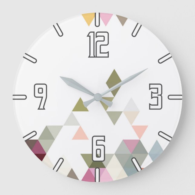 Pastel  Geometric Graphic Design Large Clock (Front)
