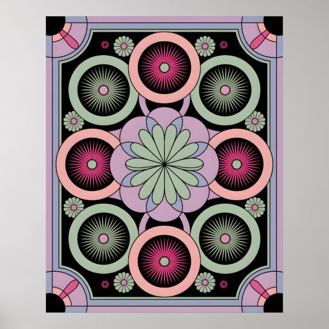Pastel Geometric Mandala Bloom Poster (Front)