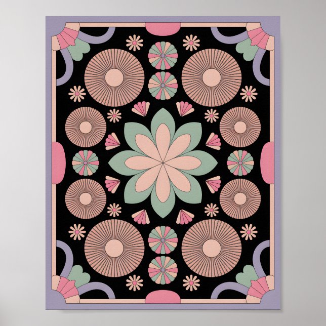 Pastel Geometric Mandala Bloom Poster (Front)
