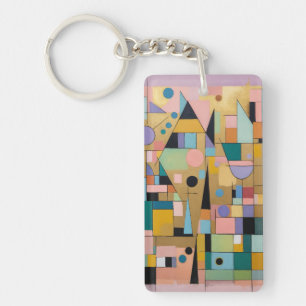 Pastel Geometric Metropolis Key Ring