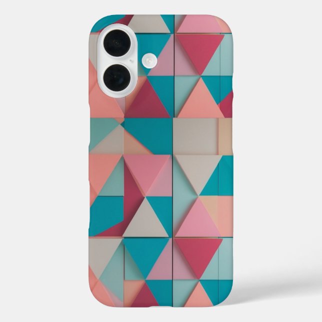 Pastel Geometric Pattern – Apple iPhone 16 Case (Back)