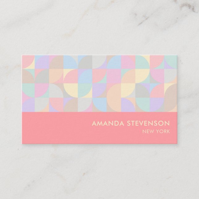 Pastel geometric pattern business card (Front)