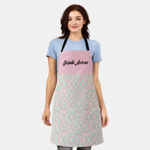 Pastel Geometric Pixel Art Seamless Pattern Apron