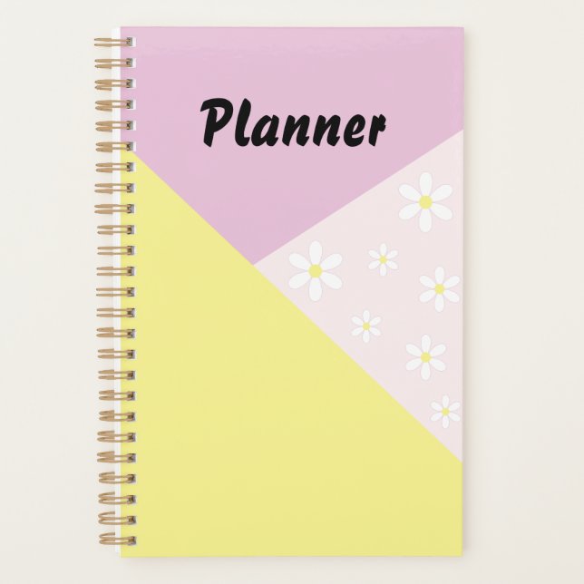 Pastel Geometric Planner with Daisy Flowers (Front)