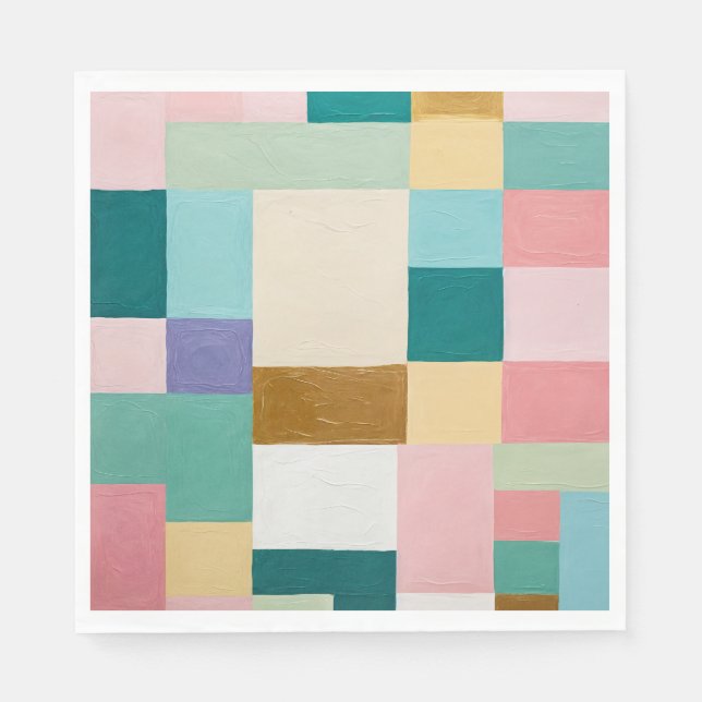 Pastel Geometric Quilt Napkin (Front)