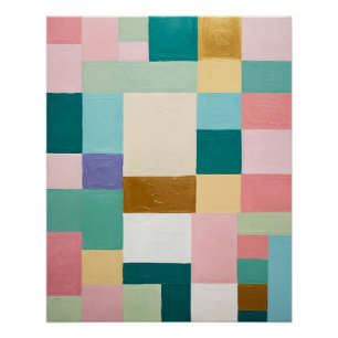 Pastel Geometric Quilt Poster