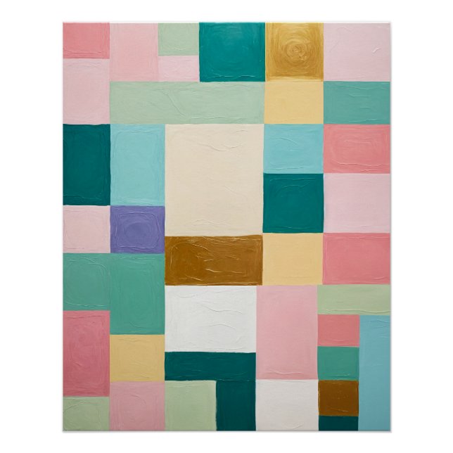 Pastel Geometric Quilt Poster (Front)